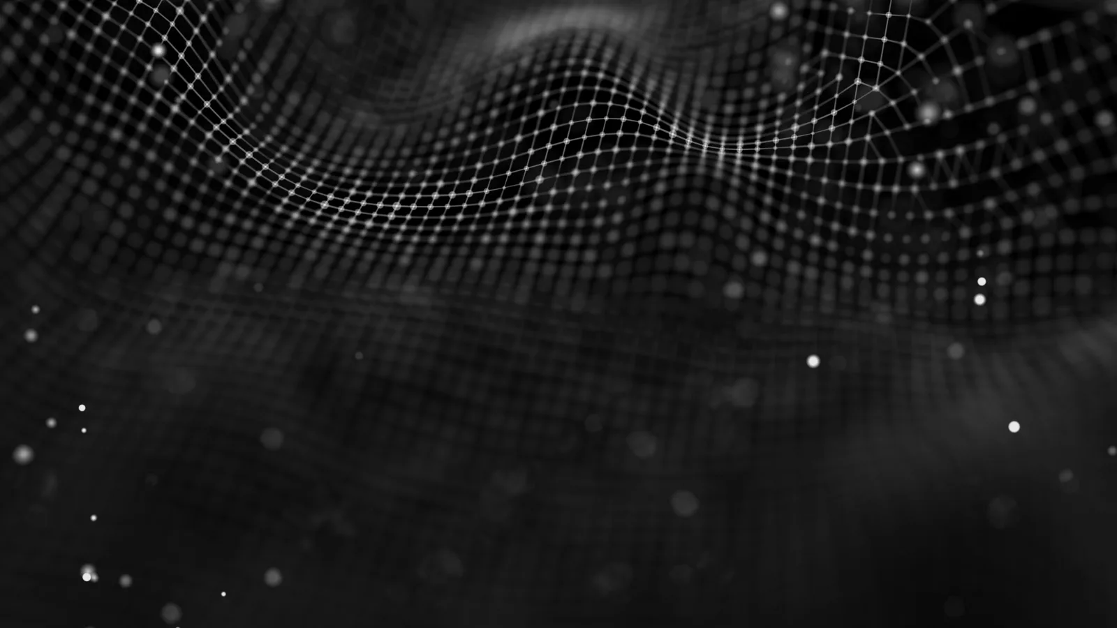 Abstraktes Netz aus verbundenen Punkten auf schwarzem Grund als Sinnbild für ein neuronales Netz